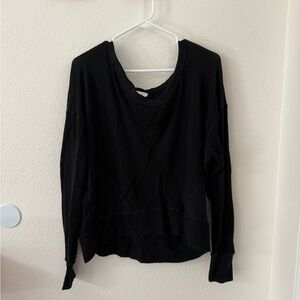 Aerie Black Waffle Knit Long Sleeve